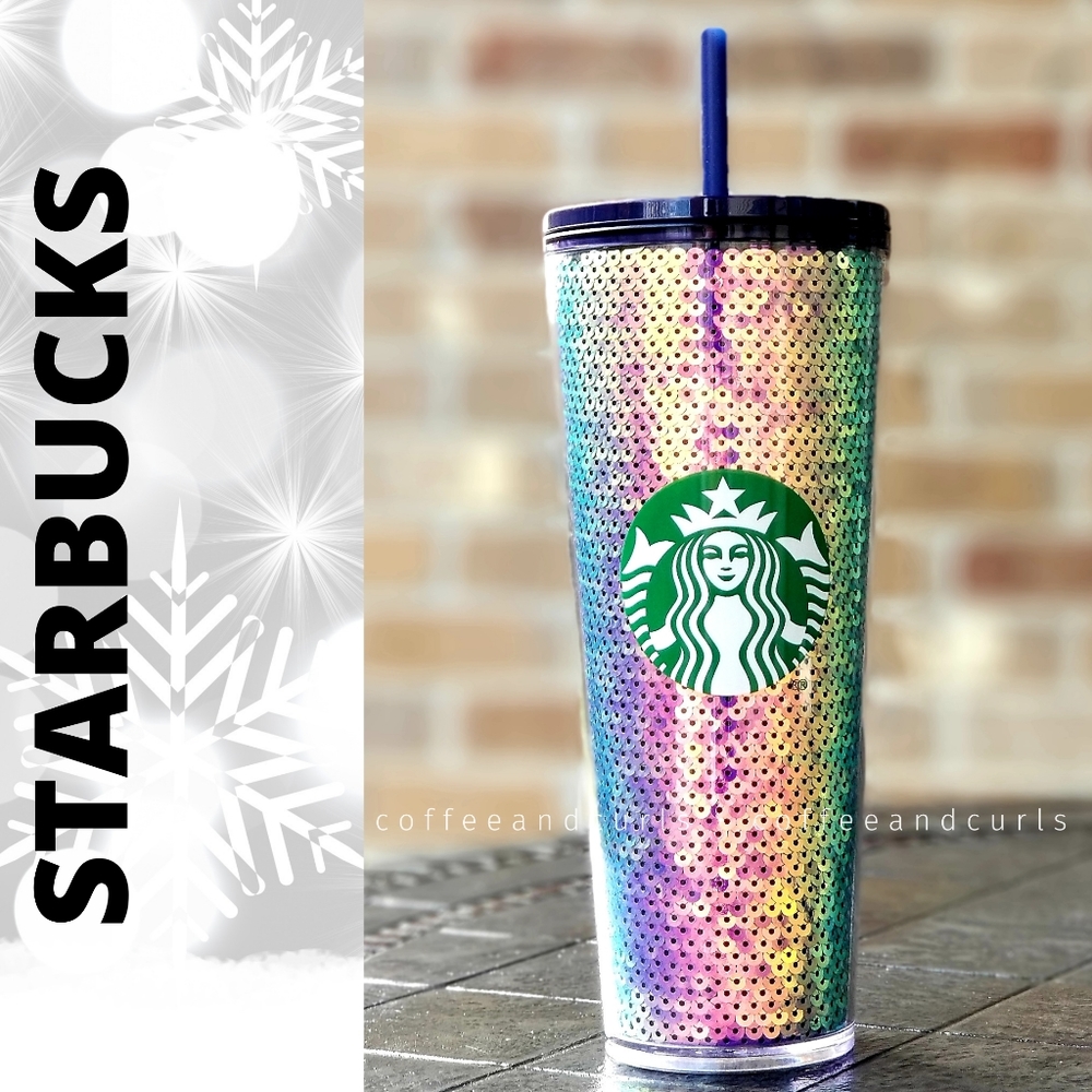LAST💜Starbucks Sequin Tumbler 2020 Venti Cold Cup 24oz NWT Dark